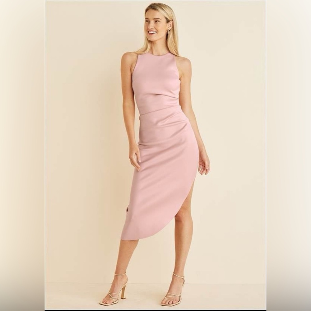 Venus Ruched Bodycon Dress in Peach